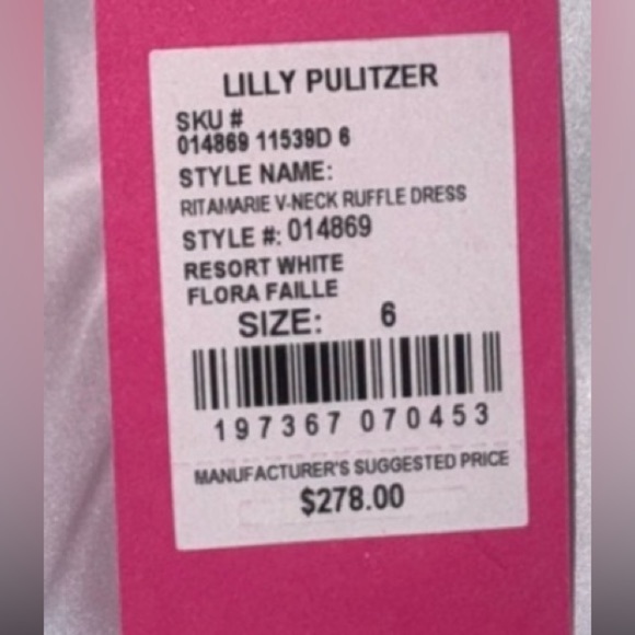 Lilly Pulitzer Ritamarie Ruffle Dress Resort White Flora Faille Sz 6 NWT - Picture 16 of 16